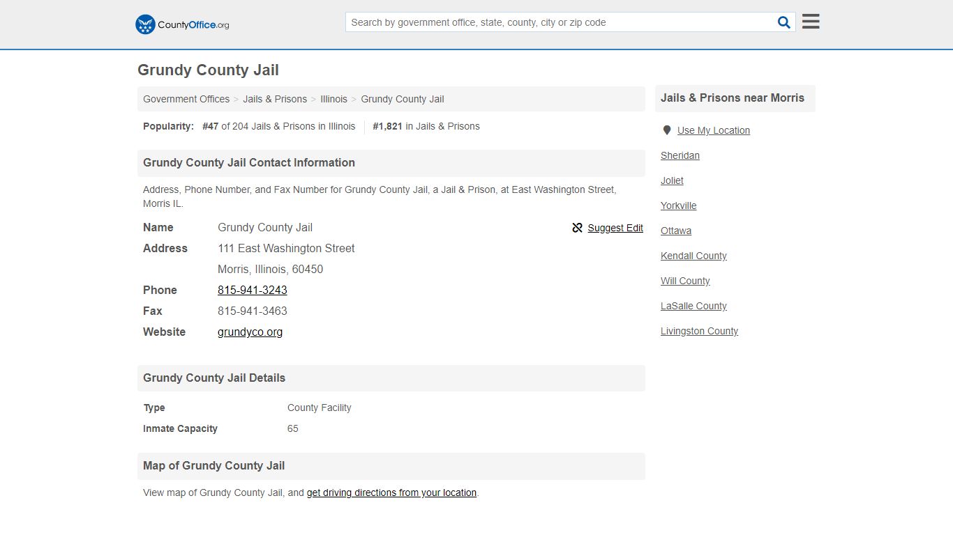 Grundy County Jail - Morris, IL (Address, Phone, and Fax)